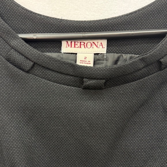 Merona Sheath Dress Women 2 Black Sleeveless Piqué Textured Career LBD Office - Picture 8 of 12